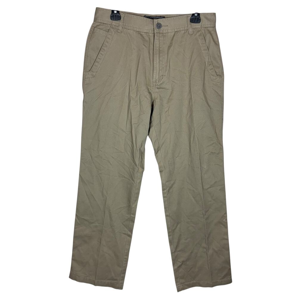 Oakley Workwear Pants Mens 32W Beige Cotton Mid-Rise Loose Fit Straight Zip Fly